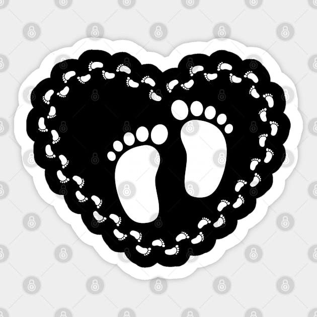 Baby Feet Heart Footprint Pregnancy Belly Sticker by HappyGiftArt